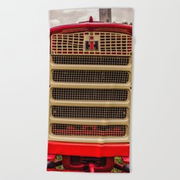 International Grill Red Tractor Front  Beach Towel
