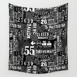 Black And White Grunge Text Wall Tapestry