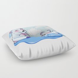 Polar Bears in a Winter Paradise   Floor Pillow