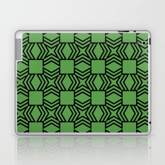 Black and Green Geometric Star Square Pattern Pairs DE 2022 Trending Color Golf Course DE5601 Laptop & iPad Skin