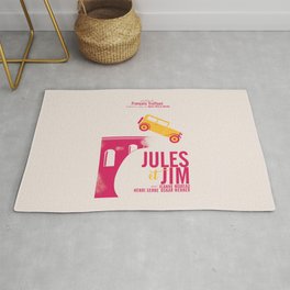 Jules et Jim, François Truffaut, minimal movie Poster, Jeanne Moreau, french film, nouvelle vague Rug