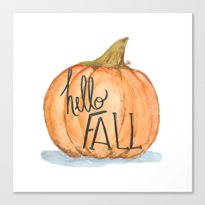 Hello fall pumpkin Canvas Print