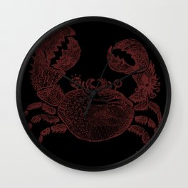 sea crab Wall Clock | Drawing, Graphite, Shell, Vintage, Pattern, Details, Seacrab, Cancer, Diving, Crab 