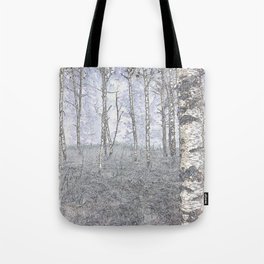 #contemporaryillustration of scandinavian birch forest Tote Bag