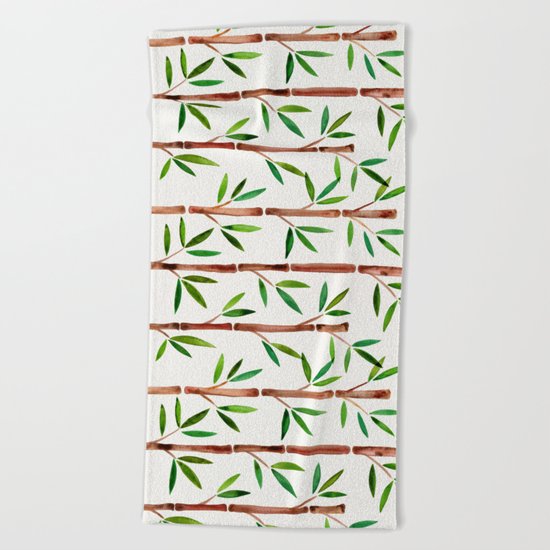 Bamboo Stems – Green Leaves Beach Towel