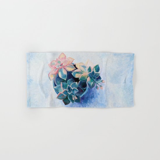 Pastel Succulents - an oil painting on canvas Hand & Bath Towel