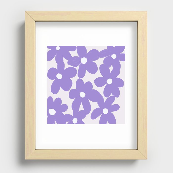 Pastel Lavender Flowers in 70s Groovy Style Recessed Framed Print