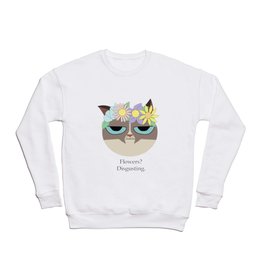Grumpy Flower Crown Cat Crewneck Sweatshirt