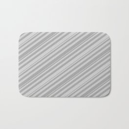 [ Thumbnail: Light Gray and Dark Gray Colored Lines Pattern Bath Mat ]