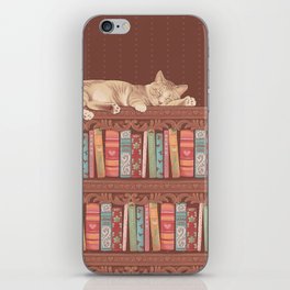 Cat in the library iPhone Skin