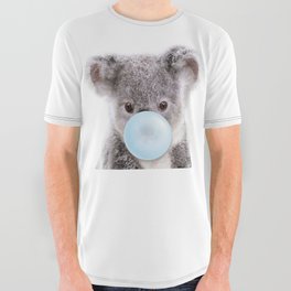 Baby Koala Blowing Blue Bubble Gum, Baby Boy, Kids, Baby Animals Art Print by Synplus All Over Graphic Tee