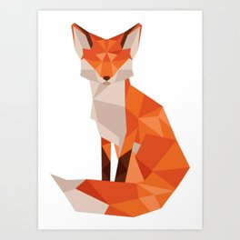 Low Poly Fox Art Print | Fox, Nature, Casual, Cute, Pop Art, Colorful, Cool, Digital, Orange, Acrylic 