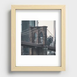 Brooklyn Bridge and Manhattan skyline in New York City Recessed Framed Print