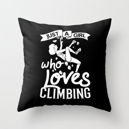 Rock Climbing Women Indoor Bouldering Girl Wall Throw Pillow