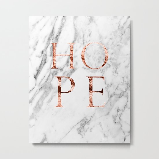 Marble rose gold hope Metal Print
