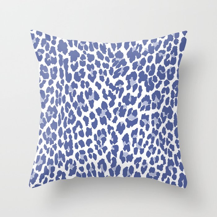 Blue Leopard Print Throw Pillow by 