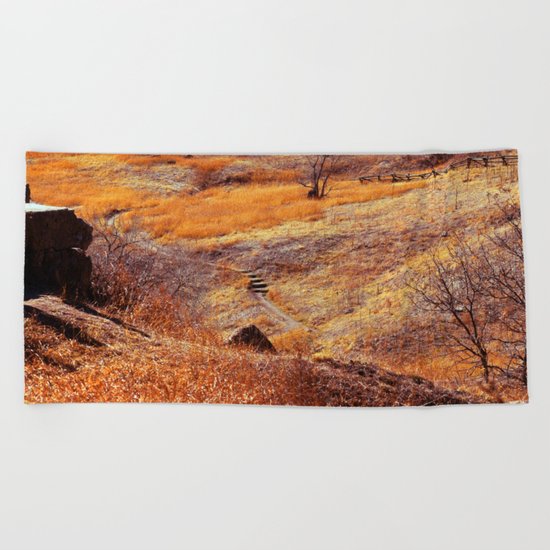 Valley in orange Beach Towel