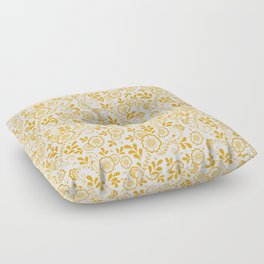 Mustard Eastern Floral Pattern Floor Pillow
