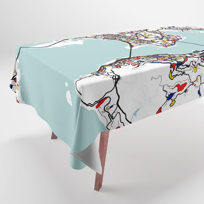 Hong Kong City Map of China Mondrian Tablecloth by deMAP Studio Society6