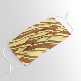 [ Thumbnail: Tan and Brown Colored Lines/Stripes Pattern Face Mask ]