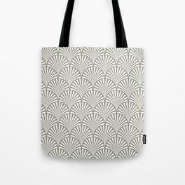 Art Deco Dark Grey & White Fan Pattern Tote Bag