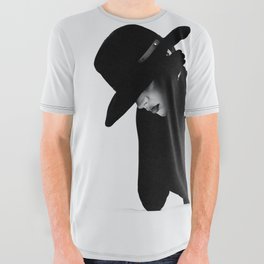 Smooth criminal; woman in all black and a black hat fashion & glamour female black and white photograph - photography - photographs All Over Graphic Tee