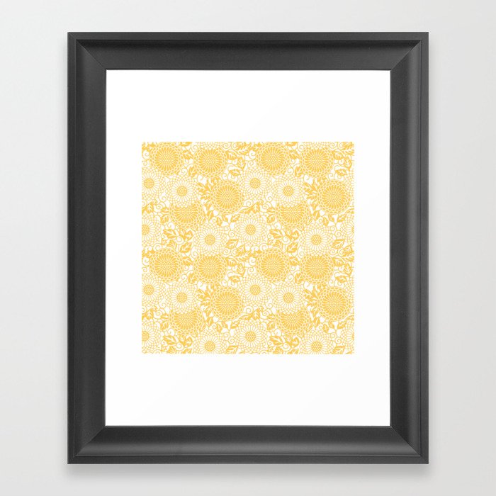 vintage flower pattern yellow Framed Art Print