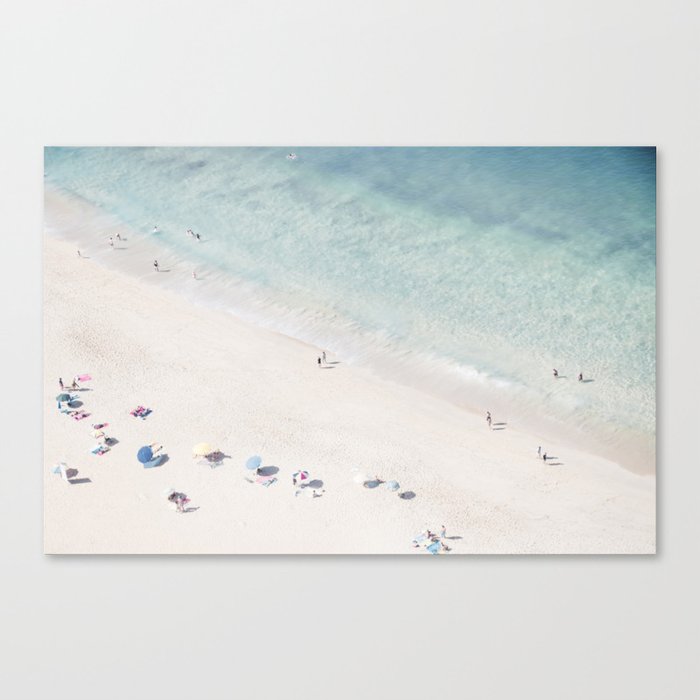 Summer Seaside Beach Print - Aerial Ocean Crowded Beach Sea photography by Ingrid Beddoes Canvas Print