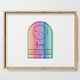 Aries Zodiac | Rainbow Stripe Serving Tray