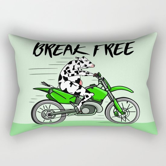 Cow riding a motorbike Rectangular Pillow