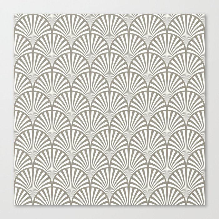 Art Deco Dark Grey & White Fan Pattern Canvas Print