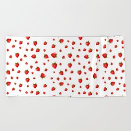 white little strawberry pattern Beach Towel