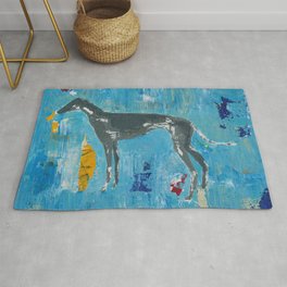 Greyhound Dog Abstract Painting Area & Throw Rug
