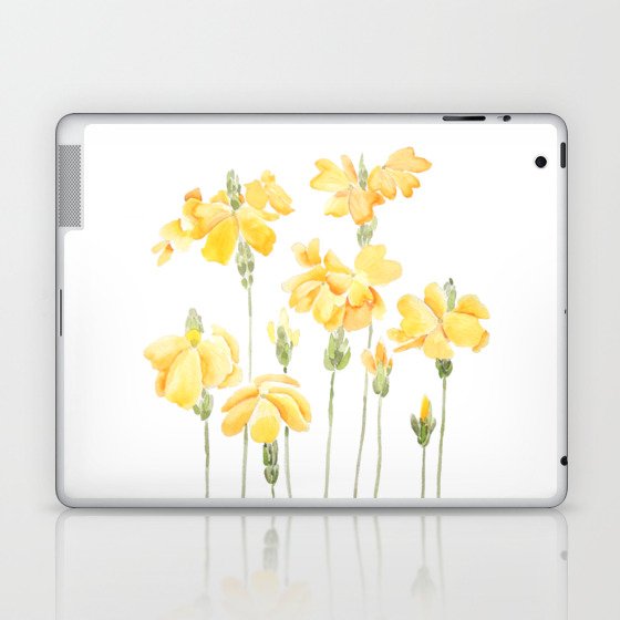 Crossandra infundibuliformis the firecracker flower watercolor  Laptop & iPad Skin