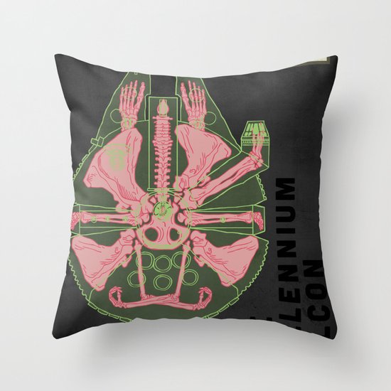 Spaceship Skeletal Survey: The Millennium Falcon Throw Pillow