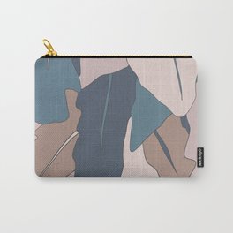 Minimal Drawn Leaves Pattern in Muted Summer Blues Carry-All Pouch