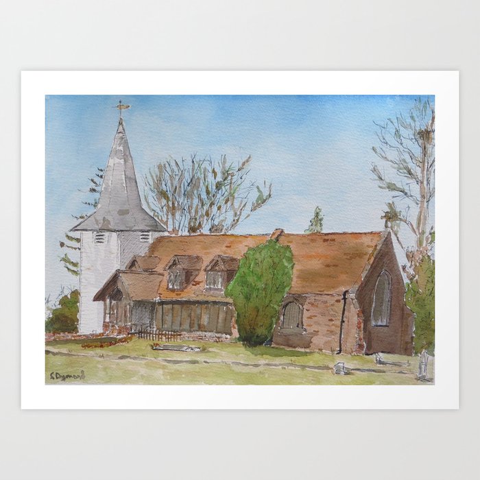St Andrews Saxon Wooden Church, Greensted Ongar, Essex Art Print