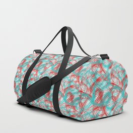 Abstract red and turquoise brush strokes Duffle Bag