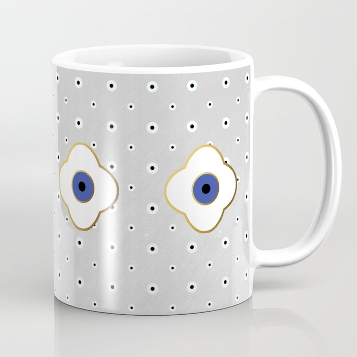Mati Evil eye protection floral pattern on white Coffee Mug