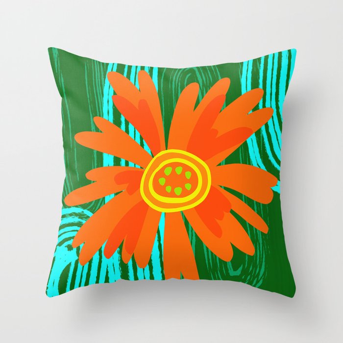 exotic orange flower Throw Pillow