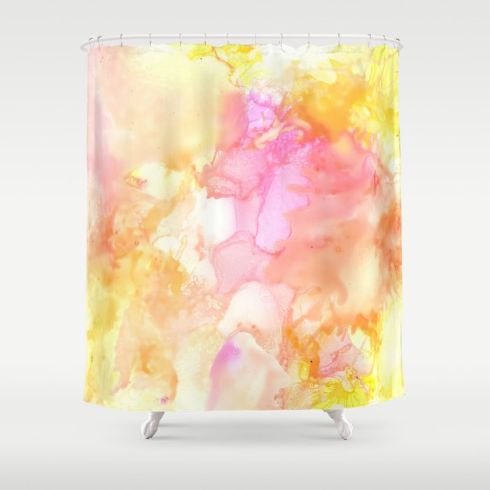 Pink and Yellow Abstract Shower Curtain