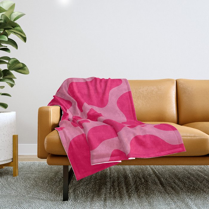 Cute Pink Cow Print Throw Blanket by Aesthetic Wall Decor by SB Designs Society6