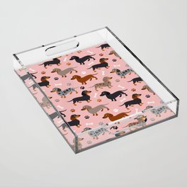 Dachshund Dog Doxie Dogs Pattern Pink Acrylic Tray