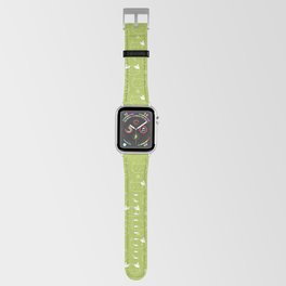 Light Green and White Doodle Kitten Faces Pattern Apple Watch Band