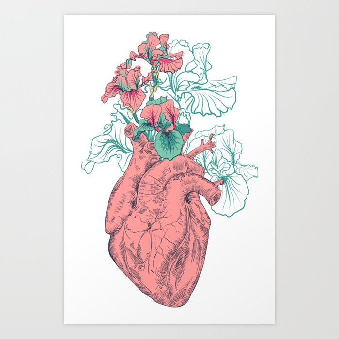 Drawing Human Heart With Flowers Art Print By Olgaberlet Society6 See more ideas about heart drawing, anatomical heart, anatomical heart drawing. drawing human heart with flowers art print by olgaberlet