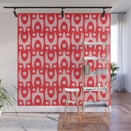 Mid Century Modern Abstract Pattern 747 Red and Pink Wall Mural