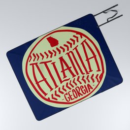 Atlanta Georgia Baseball - Hand Drawn, Script Typography Picnic Blanket