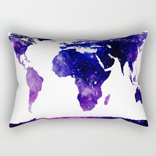 World Map Purple Blue Rectangular Pillow