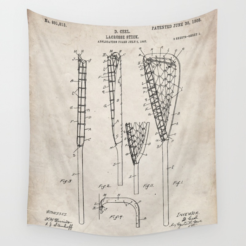 Lacrosse Stick Patent Player Art Antique Wall Lacrosse Player Art Antique Wall