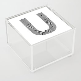 capital letter U in black and white, with lines creating volume effect Acrylic Box